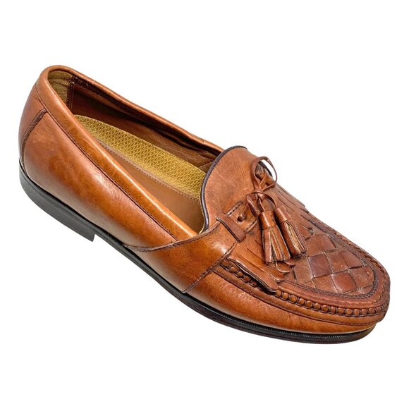 Johnston‎ & Murphy Brown Leather Lattice Vamp Tassel Loafers - Picture 5 of 11